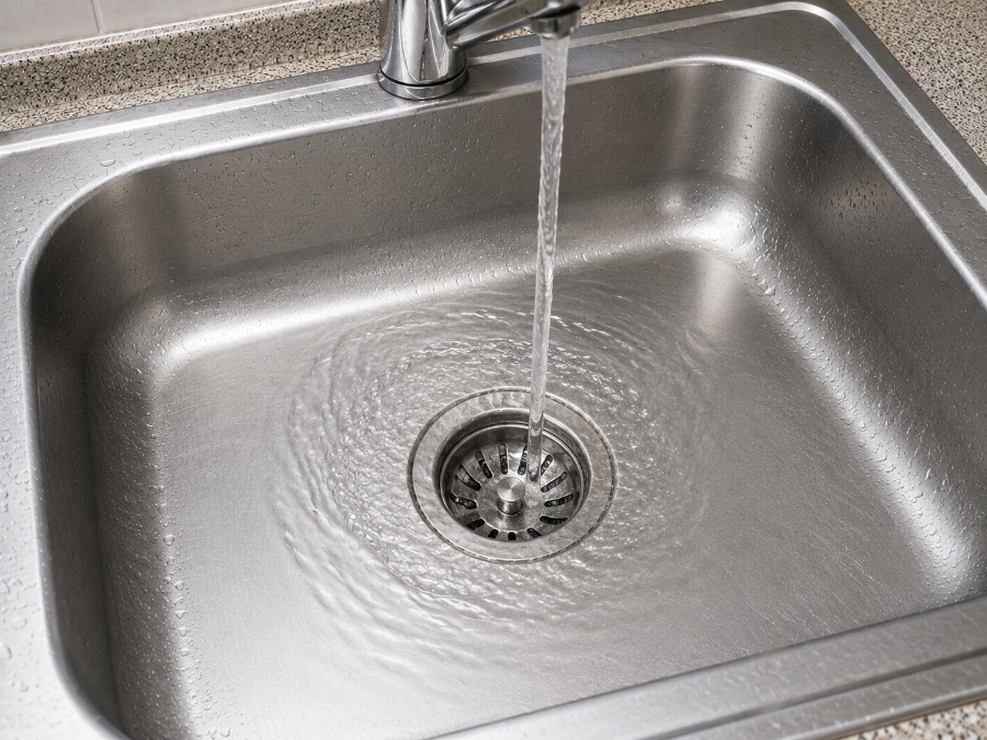 Tıkanmış mutfak eviyesi: lavabo yağlı atık suyla dolu, gider akmıyor